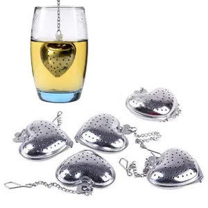 Ложка-ситечко для чая в форме сердца, ситечко из нержавеющей стали, ручка для душа