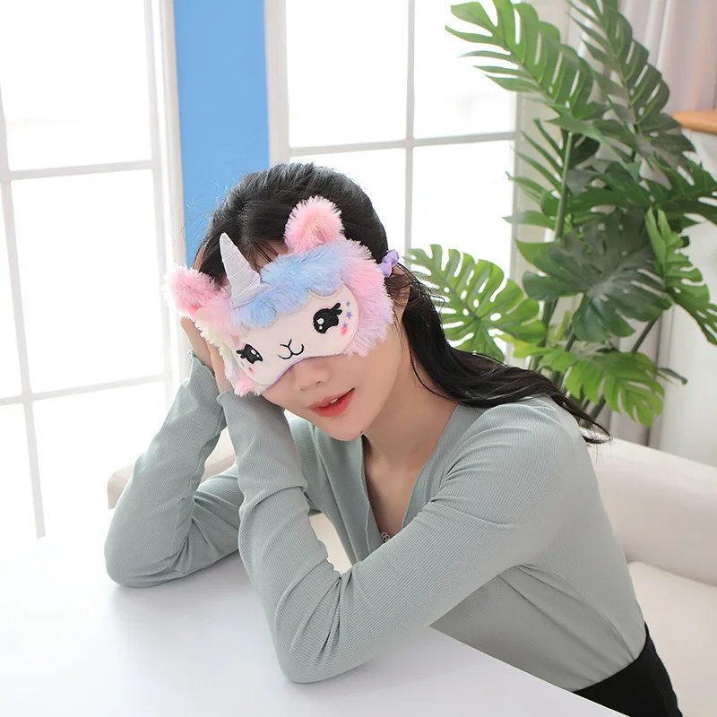 Мультяшная плюшевая маска для глаз с единорогом шелковая сна расслабляющая