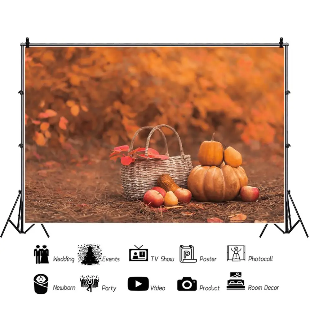 Осенний лес Тыква Корзина детский портрет Виниловый фон для фотосъемки