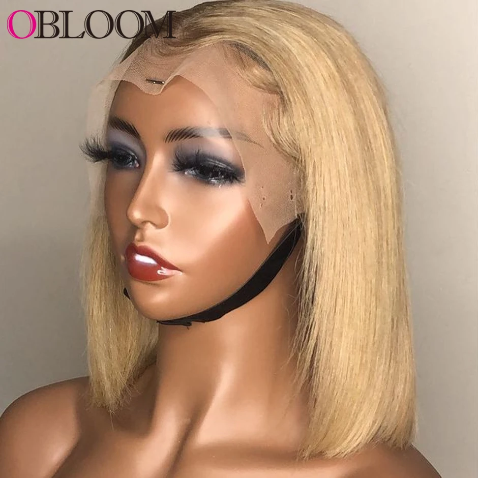 

Short Bob Wig Honey Blonde 613 13*4 Lace Front Wig Human Hair Wigs 150% Straight Pre plucked Bleached Knots Wigs for Women Remy