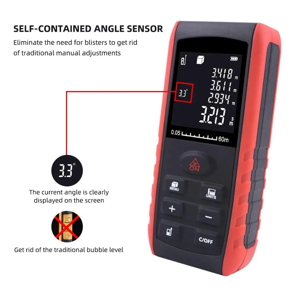 YIERYI 40M 60m 80m 100m Handheld Digita Laser Range Finder Professional Mini Ruler Tester Manual Distance Measuring Instrument |
