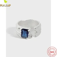 925 sterling silver irregular blue pink zircon open rings for women light luxury style female fine jewelry