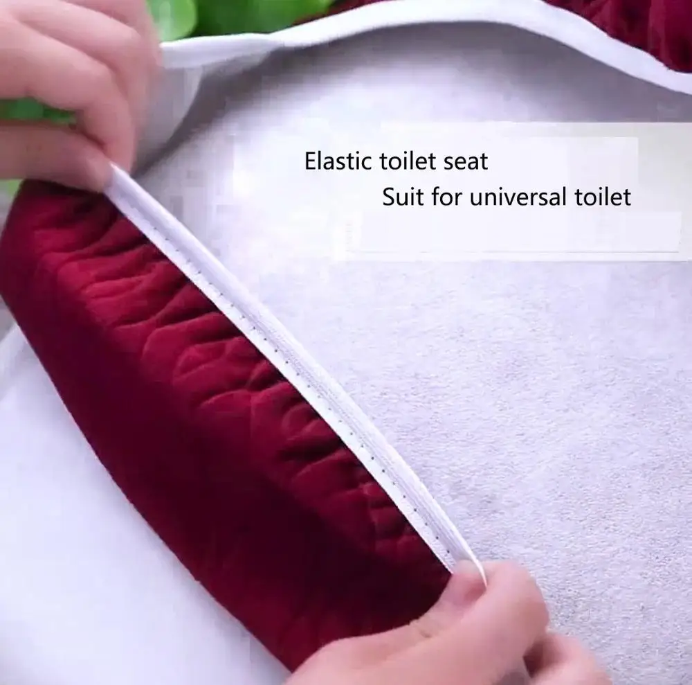 

Fyjfaon Toilet Seat Cover Warm Thick Toilet Bowl Seat Cover Bathroom Decorative Cover for Toilet Dustproof Cover Red Blue Coffee