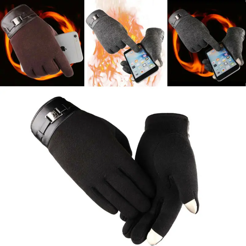Мужские зимние теплые перчатки с флисовой подкладкой для сенсорного экрана