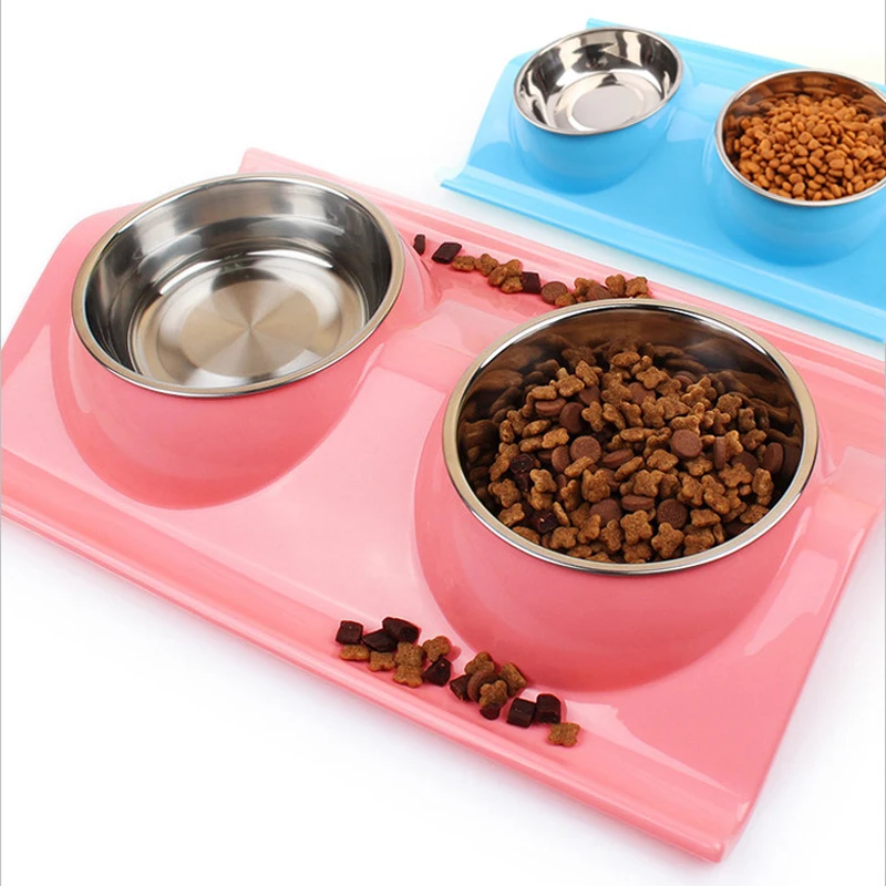 

New pet products cat dog stainless steel anti slip environmental protectiondouble bowl