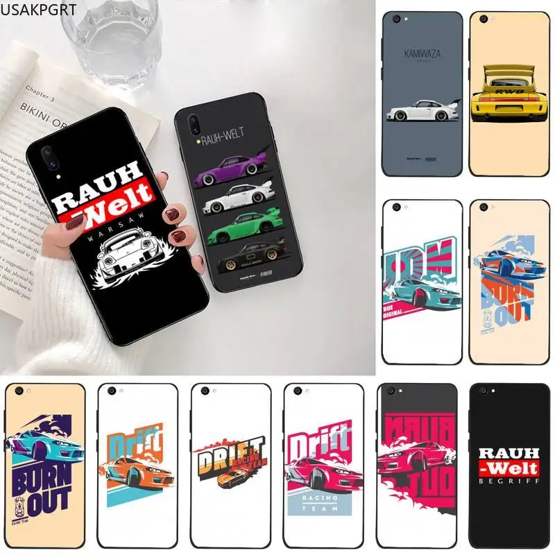 

Japan sports car jdm drift RWB Black TPU Soft Phone Case For Vivo Y91c Y17 Y51 Y67 Y55 Y7s Y81S Y19 V17 vivos5