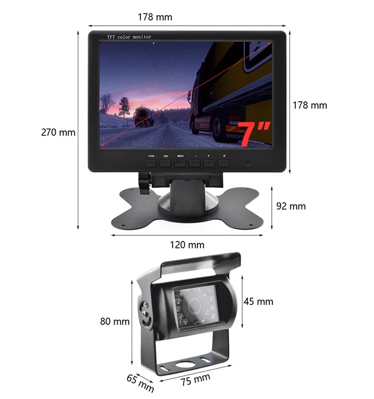 7 дюймовое изображение заднего вида для грузовика 24 В Инфракрасный HD с