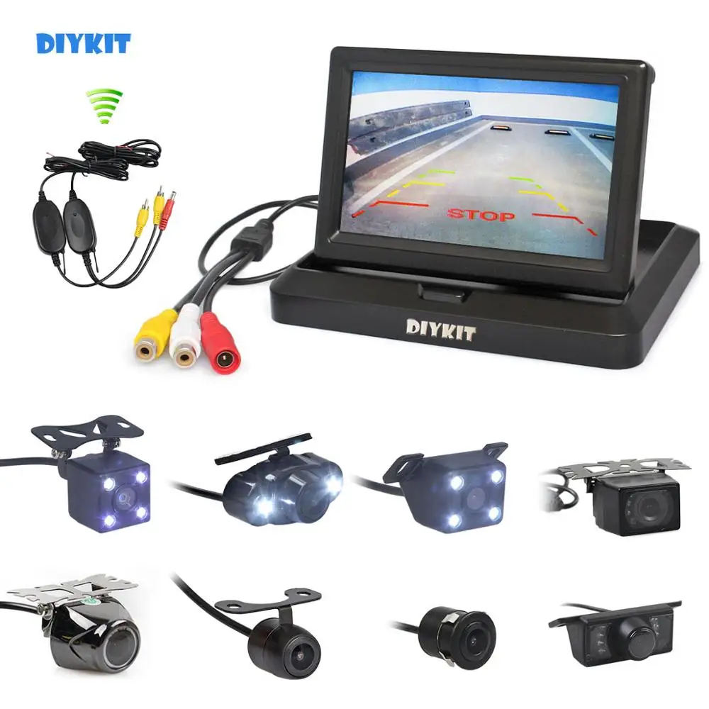 DIYKIT Беспроводной 5 дюймов foldabel автомобильный монитор Ночное видение обратный Камера заднего вида Камера