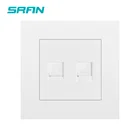 SRAN настенный RJ11 и RJ45 разъем, белый, черный, золотой, серебристый, серый огнестойкий ПК панель 86 мм * 86 мм телефонный и Интернет-интерфейс