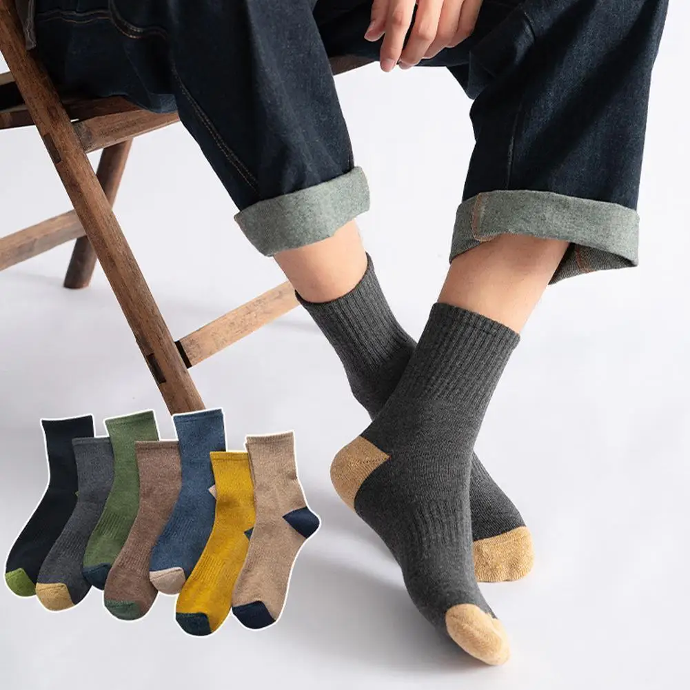 

Осенние Зимние носки теплые мужские носки из полиэстера толстые дышащие высококачественные повседневные деловые хлопковые мужские спорти...