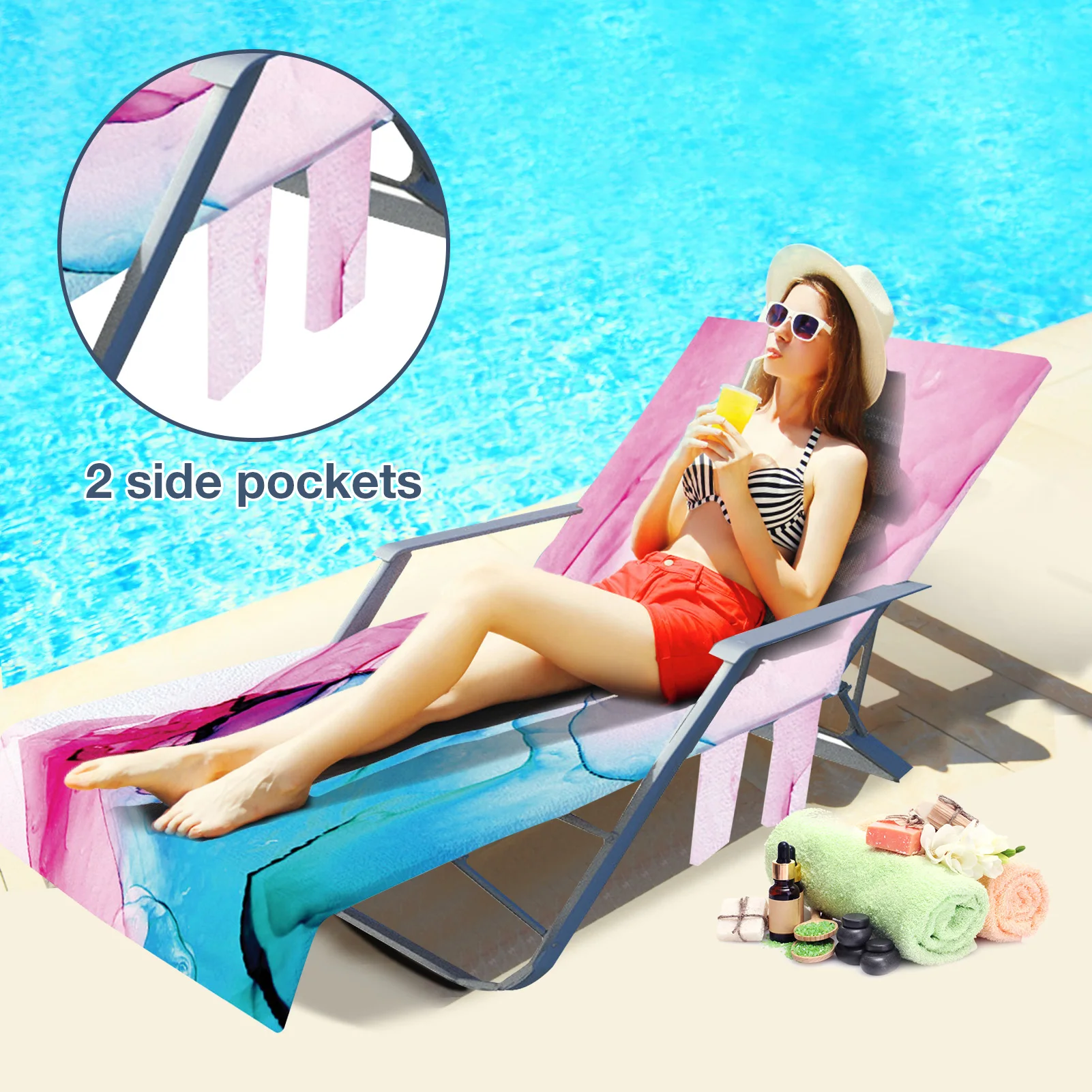 

Beach Chair Towel Recliner Cover Soft Comfortable Swimming Pool Chair Cover Elastic Stretch Spandex Slipcover Case