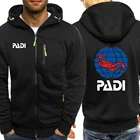 Мужские толстовки с логотипом Padi, модные удобные хлопковые Толстовки на молнии, однотонные флисовые толстовки для фитнеса, в стиле колледжа, 2021