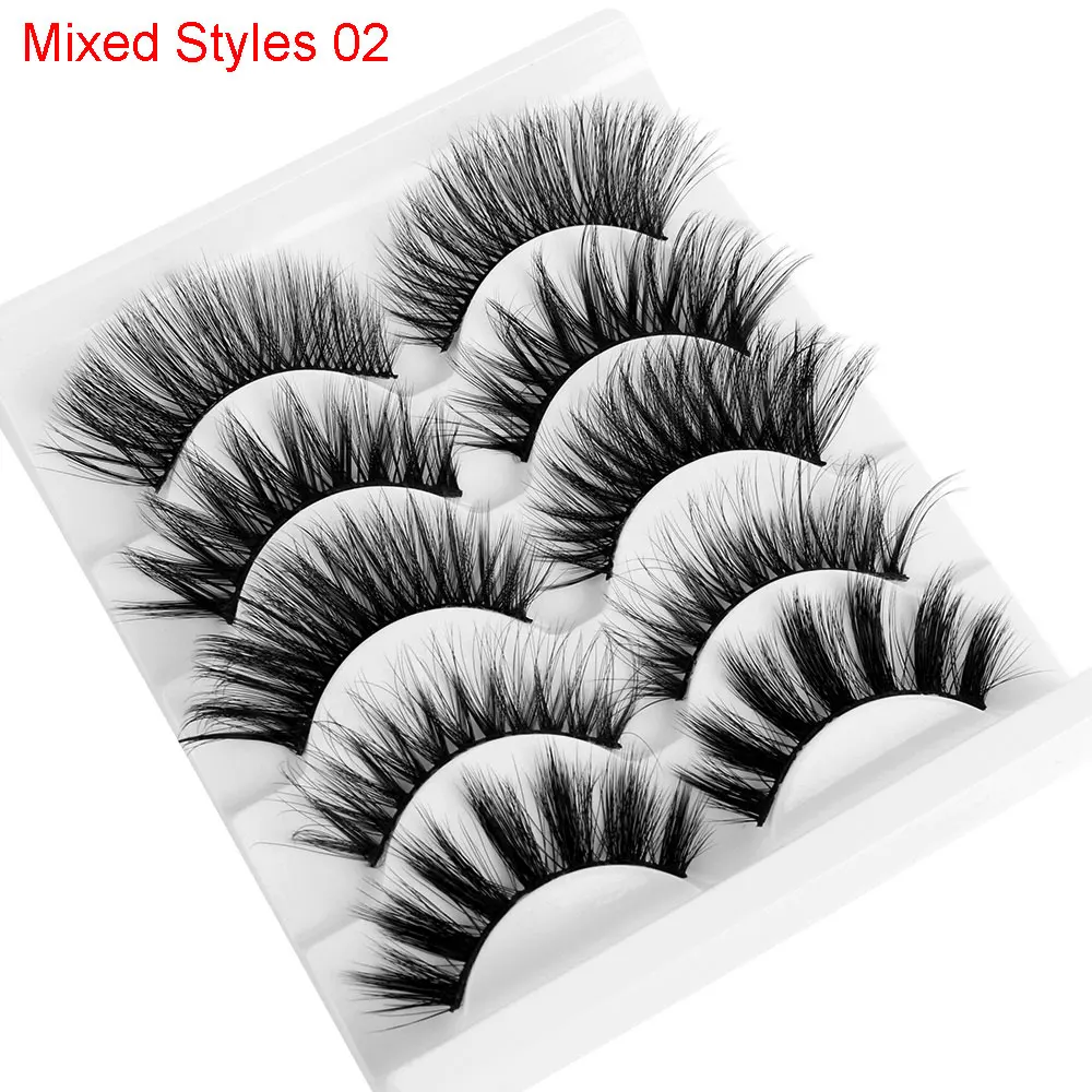 5 пар Мягкие 3D норковые волосы смешанные стили накладные ресницы Wispy полный объем