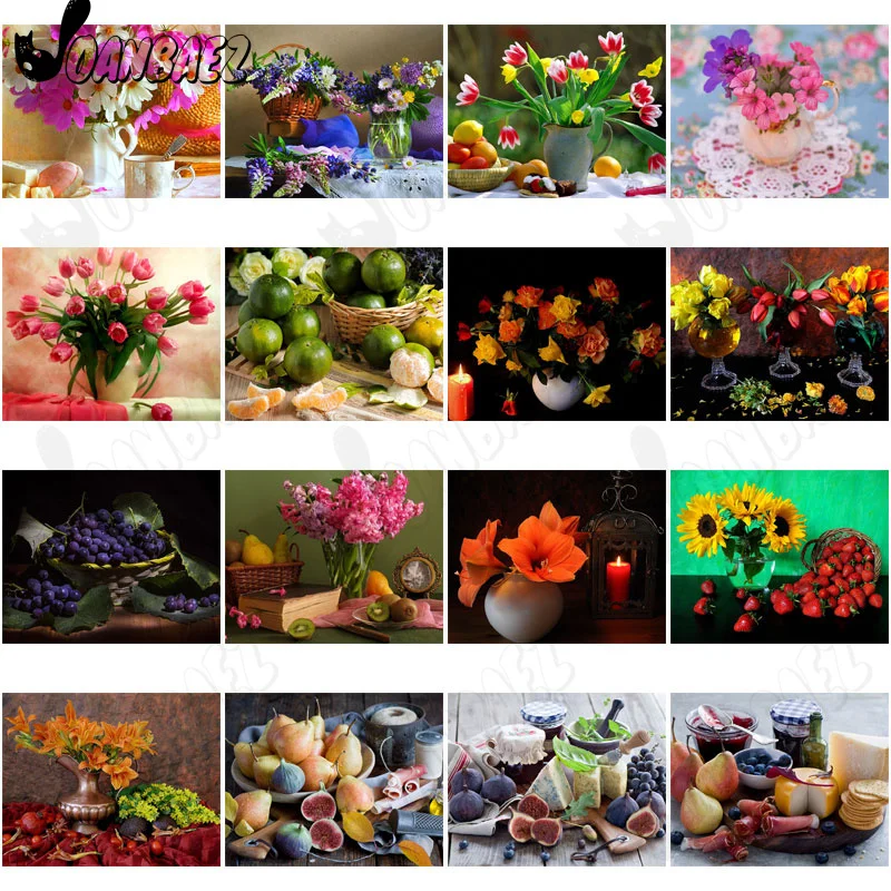 

Nordic Fresh Fruit Diamond Painting 5D Diy Wall Art Orange Fig Flower Diamond Mosaic Poster Room Home Decoration Gift