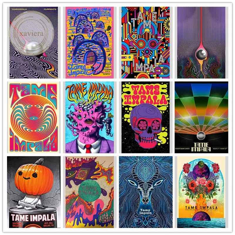 

Tame Impala Psychedelic Poster and Prints Rock Music Band Tour Wall Art Canvas Painting Nordic Pictures Home Decor Living Room