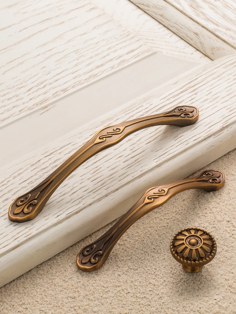 Дверные ручки античная желтая бронзовая мебельная фурнитура ручка в европейском