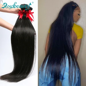 Пряди бразильских волос Rosabeauty, прямые, 100% натуральных волос, 1, 3, 4 дюйма, 28, 30, 32, 40 дюймов