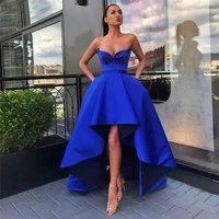 high low plus size satin evening dress 2021 asymmetrical prom party gown royal blue robe de soiree vestido noiva jyfs001