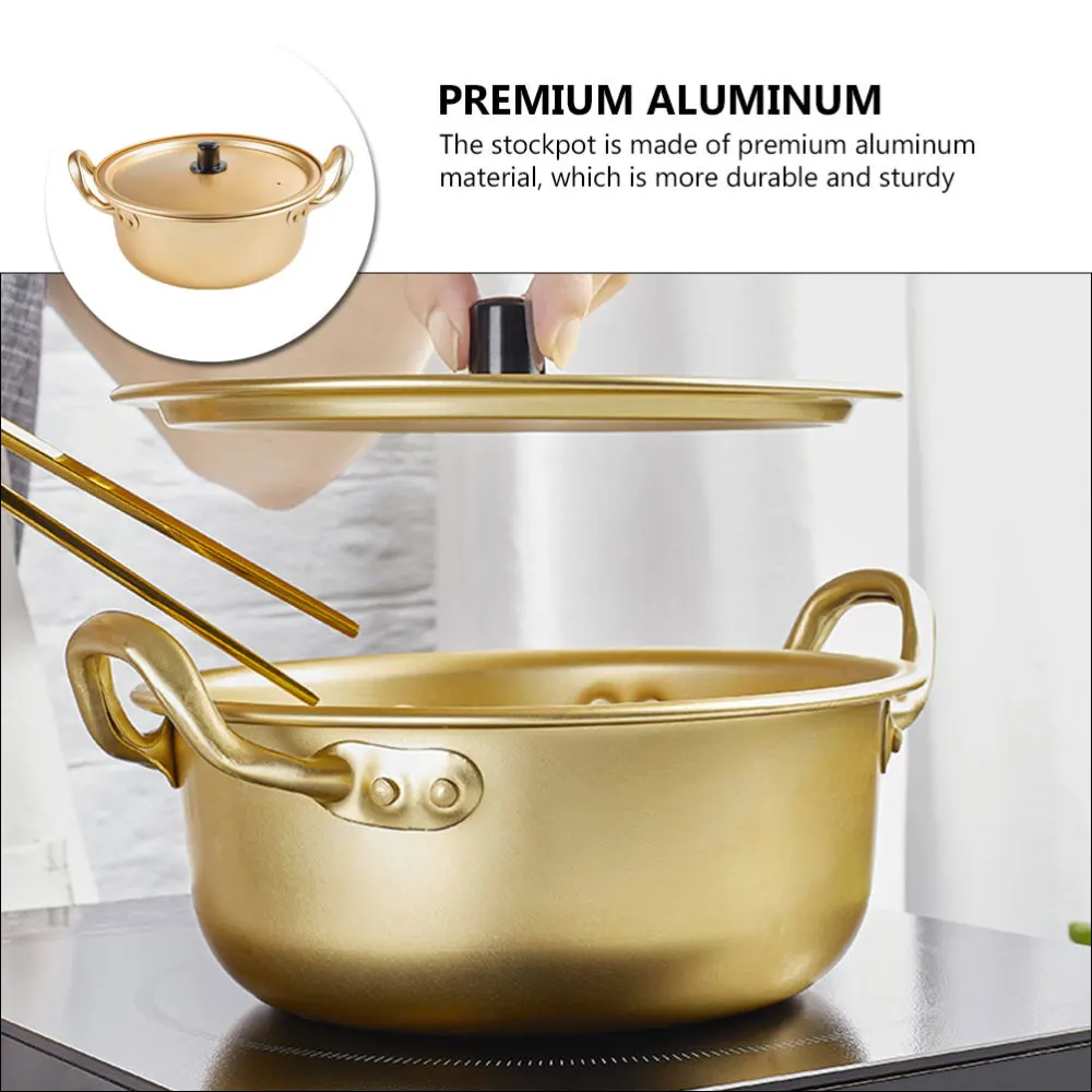 Бинауральная алюминиевая плитка термостойкая рамен для кухни золотистая 1