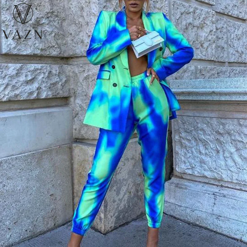 Костюм женский элегантный из топа с длинными рукавами и брюк-карандаш - купить по