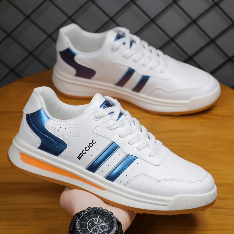 

Brand Men Leather Casual Shoes Fashion Sneakers Thick Sole Male Walking Shoes Spring Autumn Mens Rubber Designer Footwear Man