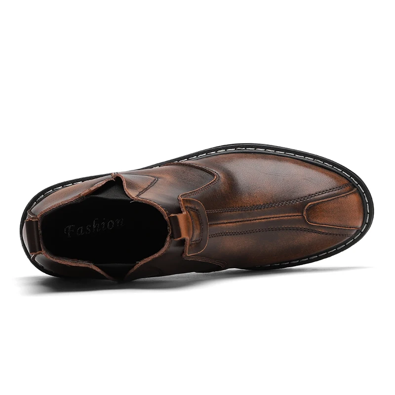 Мужские ботинки челси с мехом черные/коричневые/серые ботильоны в британском