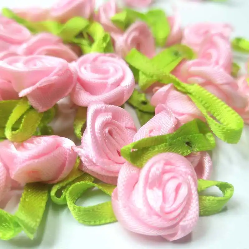 100 шт. лента розового цвета цветы ручной работы товары для одежды Швейные