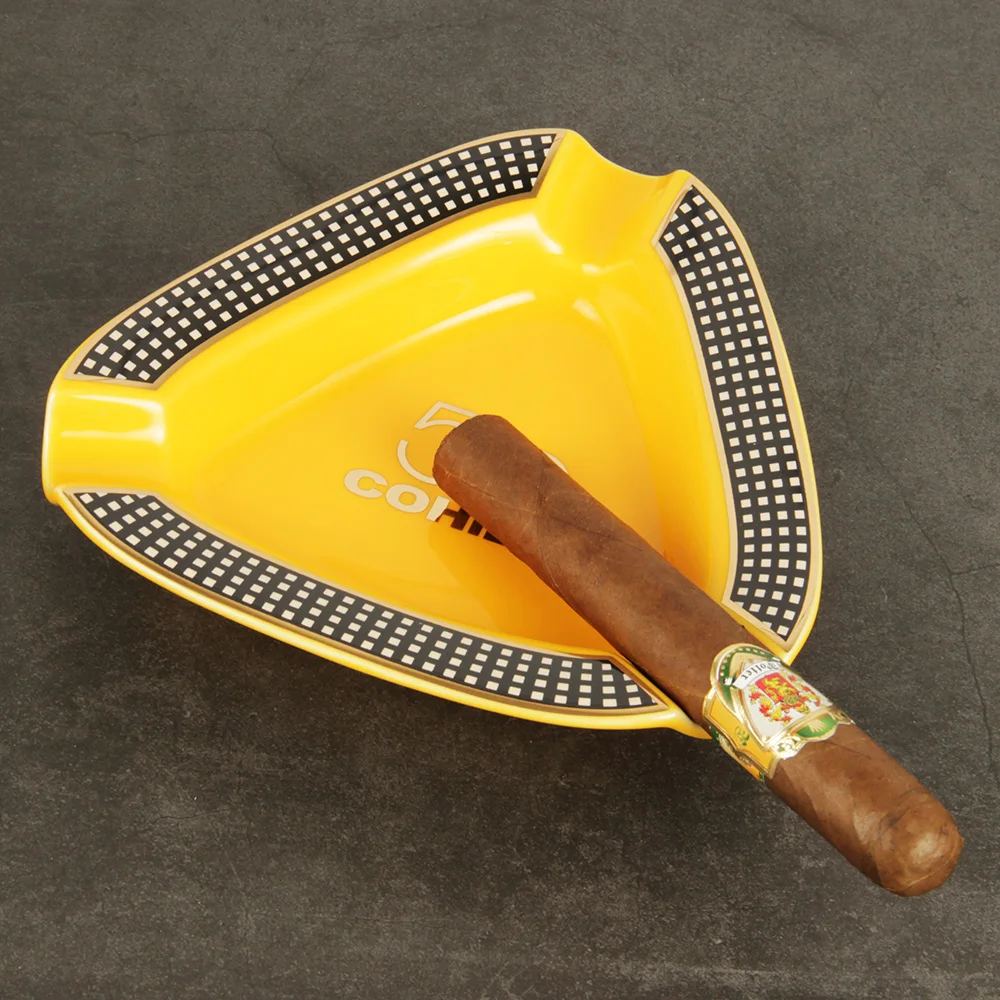 Cohiba желтая белая маленькая керамическая пепельница для сигар 3 счета | Дом и сад
