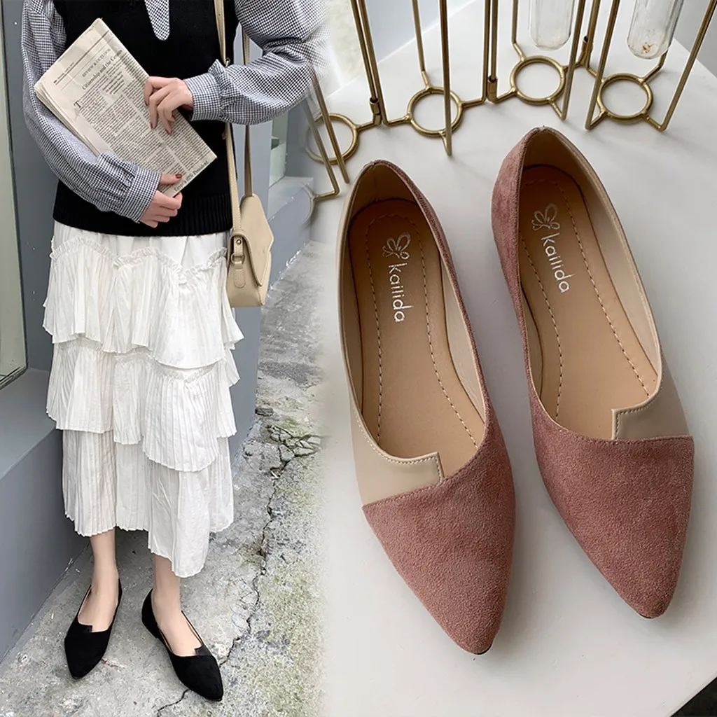 

Sandals In Ladies Women Splice Color Flats Fashion Pointed Toe Ballerina Ballet Flat Slip On Shoes Female Flip Flops Sandals