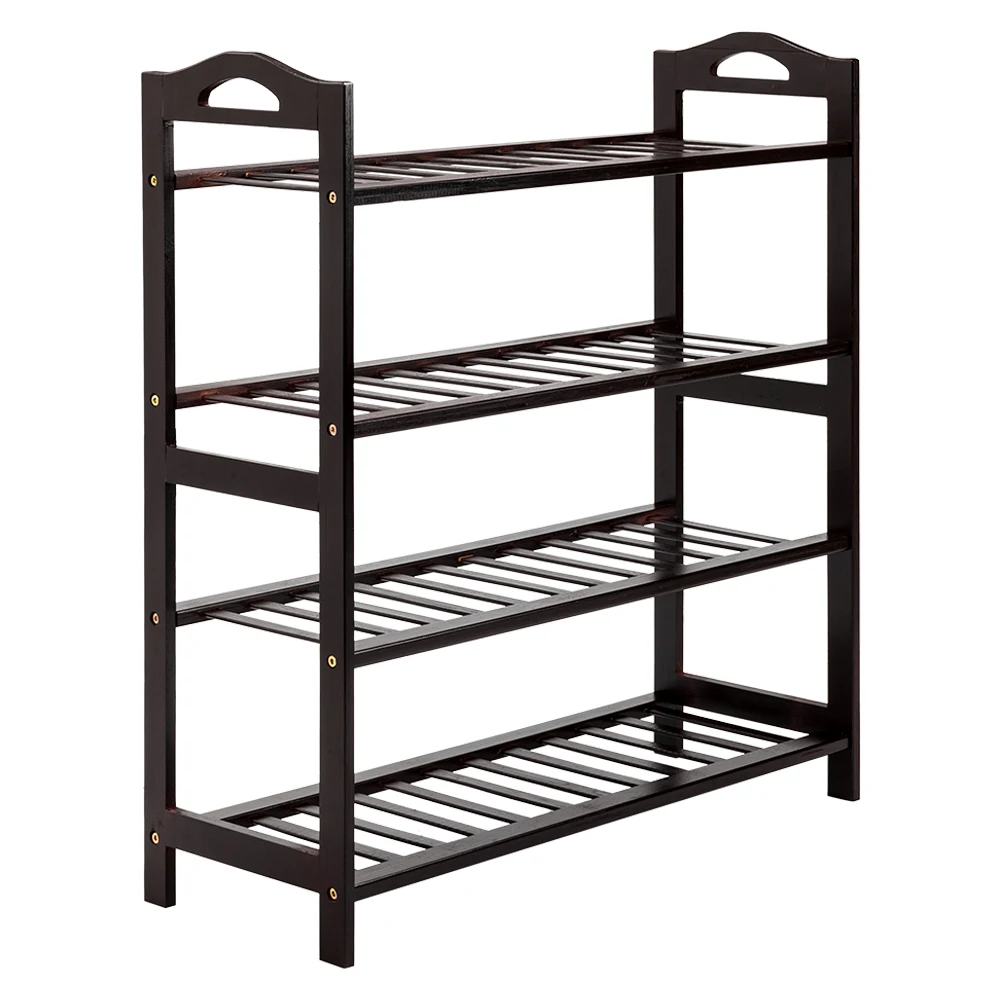 

Shoe Rack Shelf Stand New Style Concise 12-Batten 4 Tiers Bamboo Coffee[US-Stock]