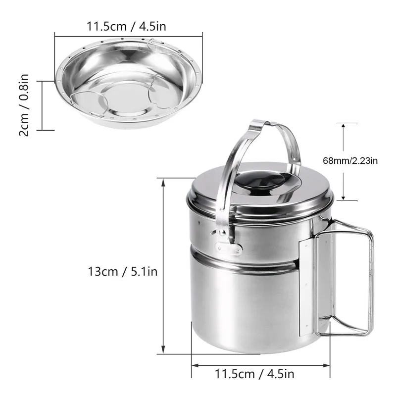 Подвесной набор посуды из нержавеющей стали 304 для кемпинга горшок миска суповая