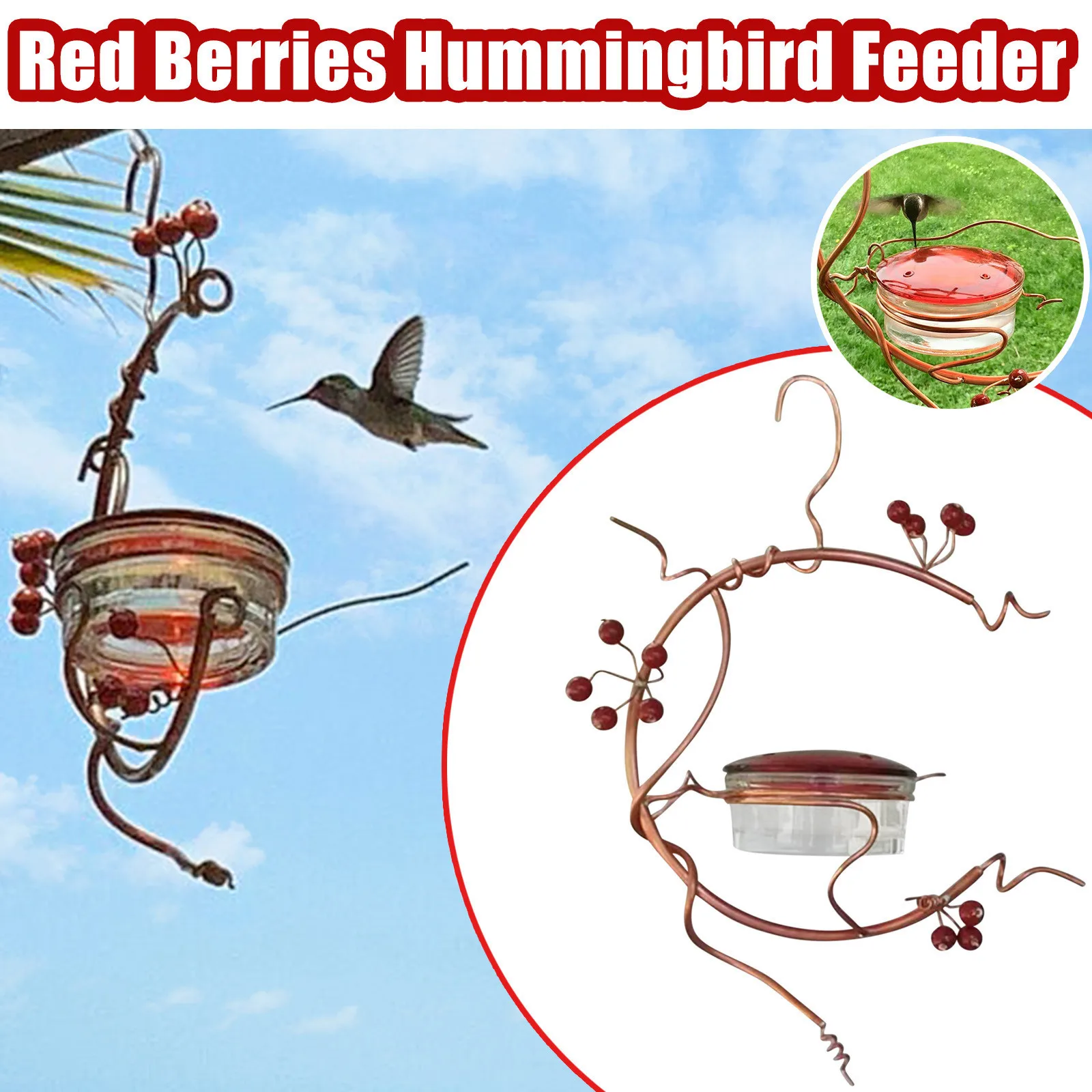 

Home decoration supplies garden bird feeder red berry hummingbird feeder can be hung ornaments decoration мебел для баѬби 40*