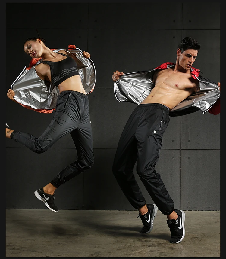 Спортивный костюм для похудения, для пота, для сауны, спортивный костюм, набор для спортзала, мужская, Женская Спортивная одежда для ходьбы, бега, фитнеса, тренировочная одежда
