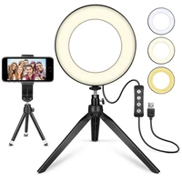 photography led selfie ring light 6 selfie ring lamp for makeuplive streamyoutube video camera photo studio dimmable