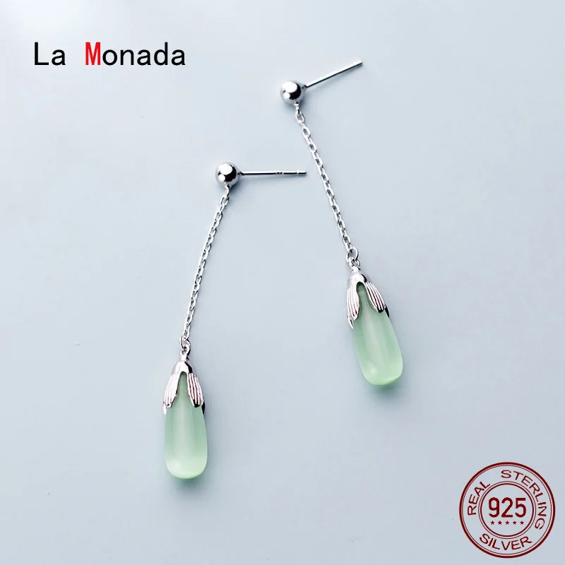 

Серьги-гвоздики женские из серебра 925 пробы, с зелеными бусинами