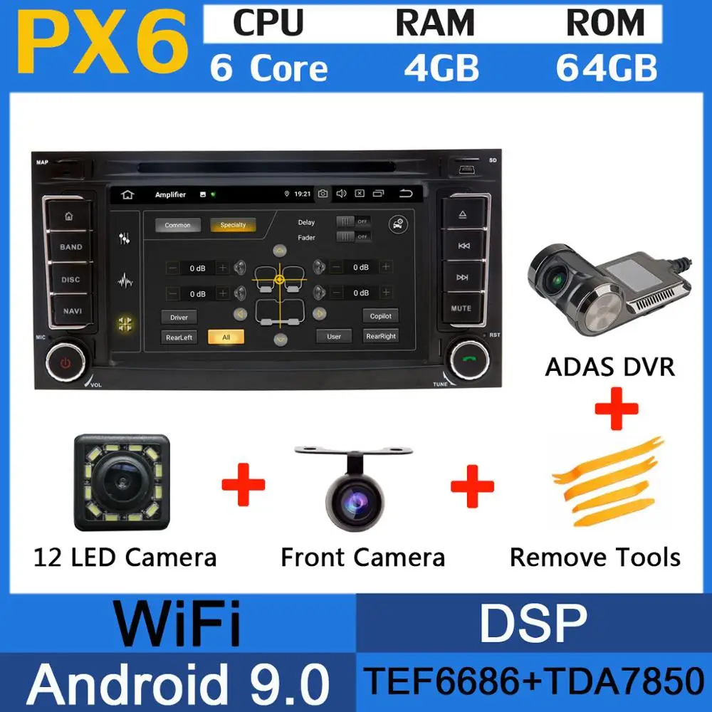5 USB порт Android 9,0 Восьмиядерный автомобильный dvd-плеер для Volkswagen VW Touareg 2004-2011 T5 Multivan/Транс порт er 2004-2009 Автомагнитола - Цвет: PX6-Adas