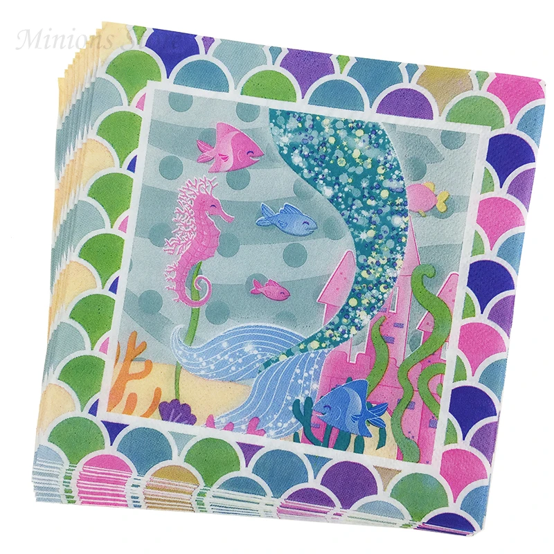 Mermaid tail 20 шт./лот, стиль, прекрасные бумажные салфетки с космосом и планетой, праздничная салфетка, полотенца для аэрокосмической вечеринки, вечерние принадлежности на день рождения - Цвет: Mermaid tail
