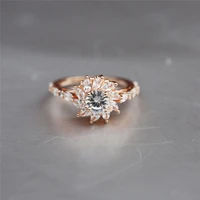 creative sunflower rings wedding women white zircon gorgeous round cut ring size 6 10