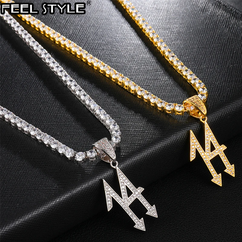 Ледяной Bling кубический цирконий номер 14 стрелы ожерелья и подвески для мужчин