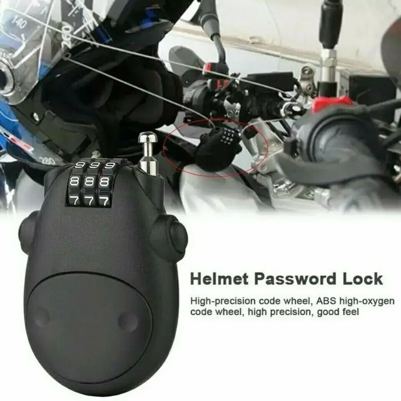 

1pc Caferacer Motorcycle Helmet Lock Accessories For Anti-Theft Lock Motorcycle Helmet Cable Steel Retractable Combination Lock