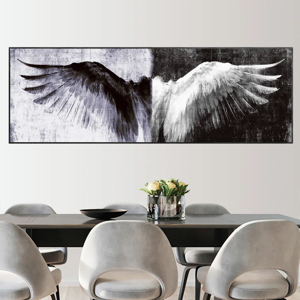 

Black And White Retro Wings Home Decor Canvas Painting Posters And Prints Vintage Angel Wings Picture For Living Room Decoration