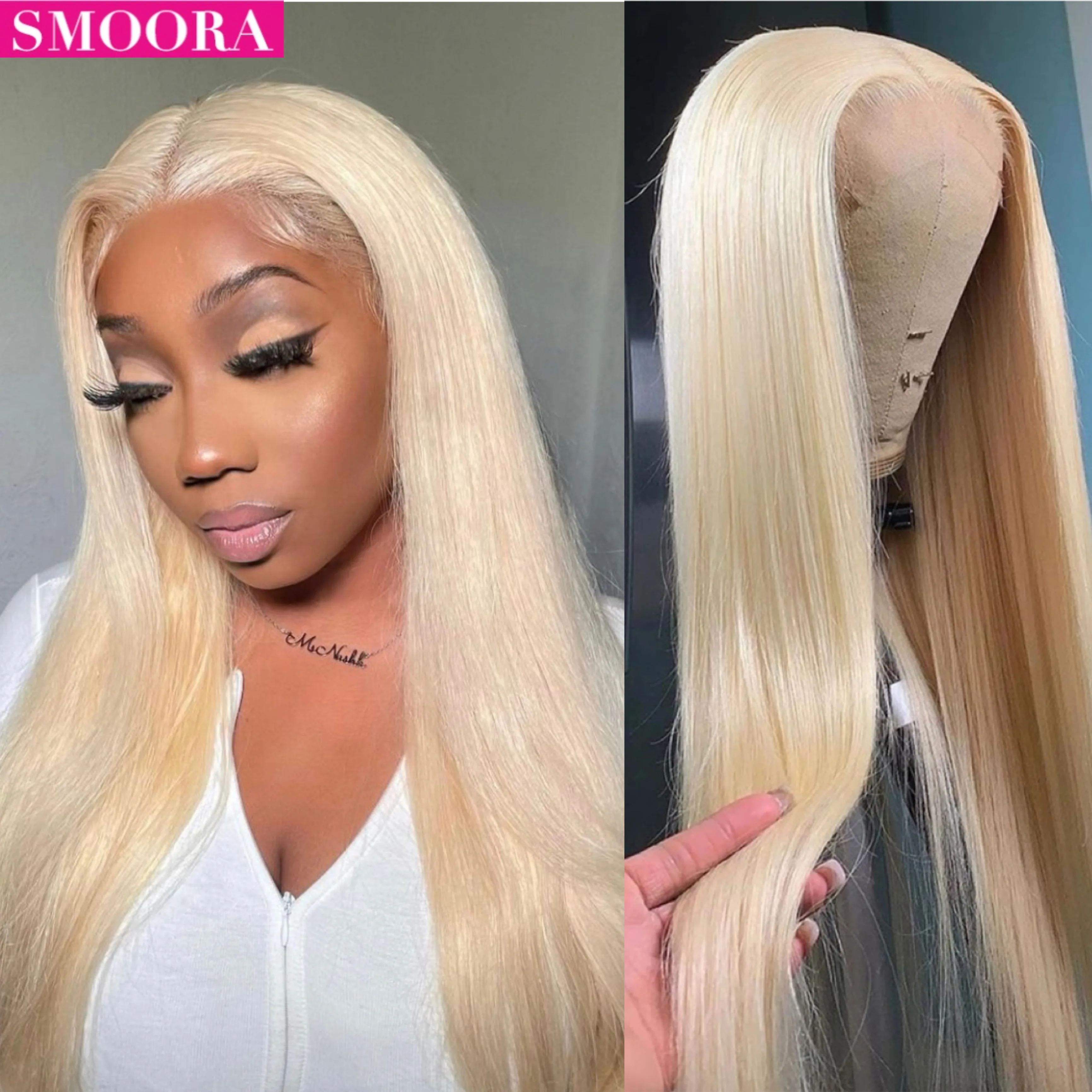 

13x4 38'' 613 Blonde Lace Front Human Hair Wigs Brazilian Straight 613 Transparent Lace Frontal Wig With Baby Hair 150% Remy Wig