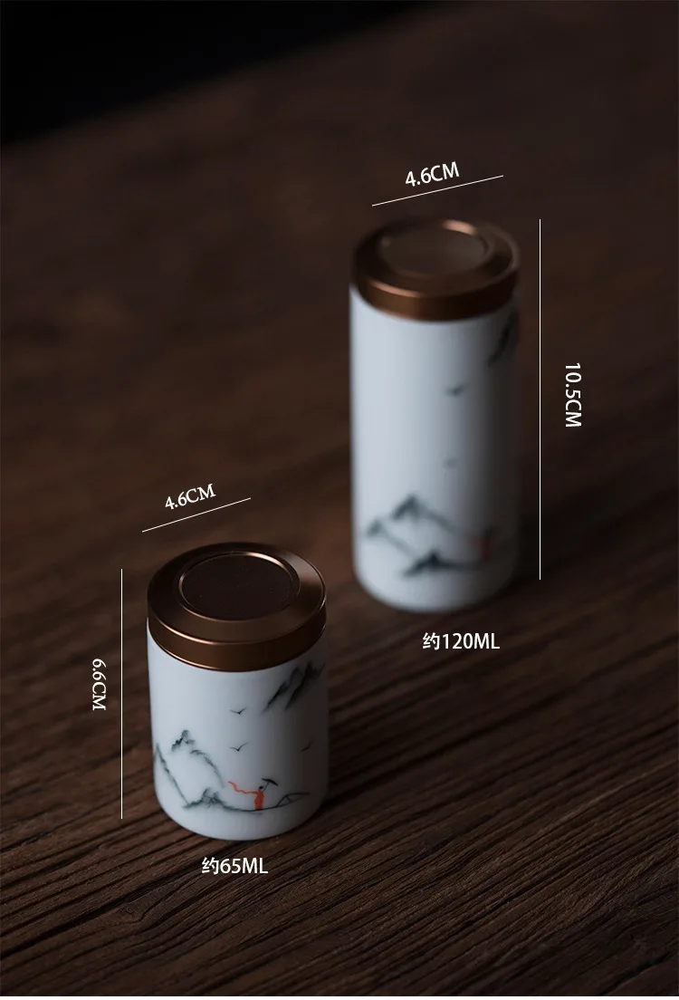 

WIZAMONY Chinese Jingdezhen tea caddy Small Celadon Ceramic Kung Fu canister container for puer tea little tea storage chests