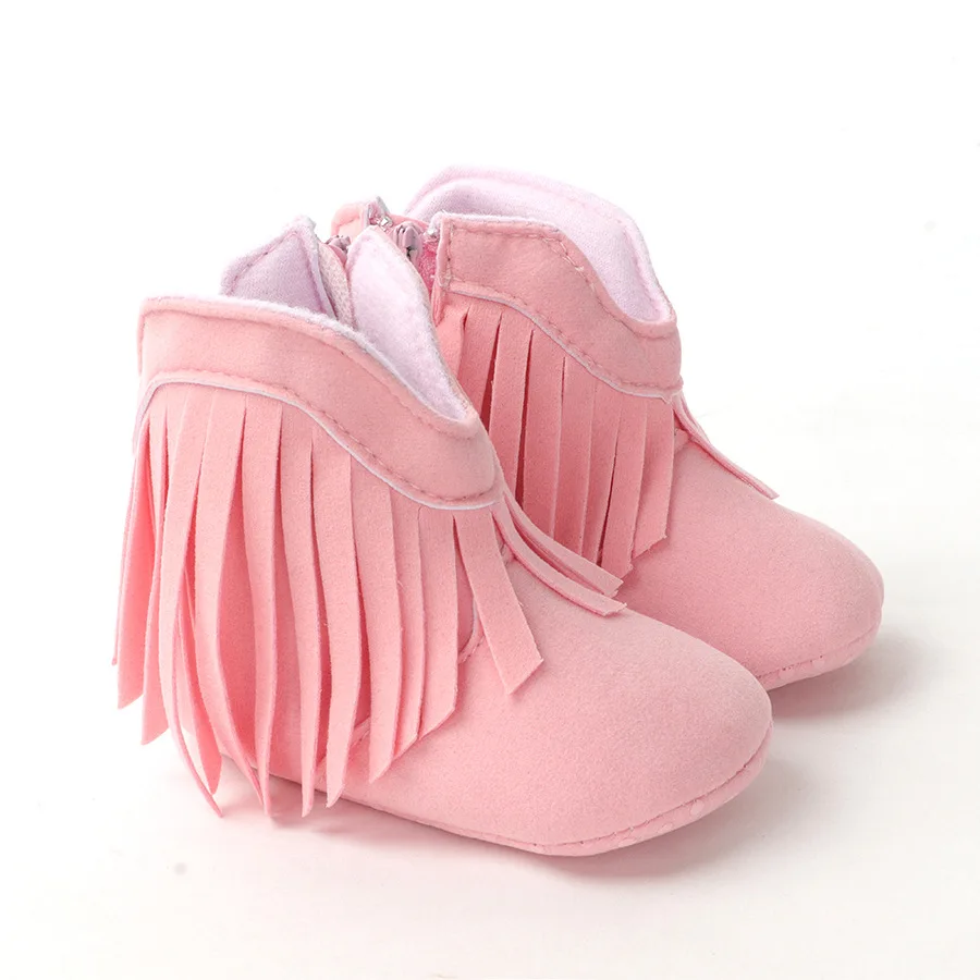 Детские осенне-зимние ботинки обувь с кисточками для новорожденных девочек и