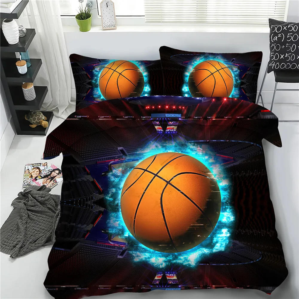 JF-558 Popular sports bedlinen for kids children 4pcs boys teens basketball field duvet cover bedding sets single full queen kin | Дом и сад