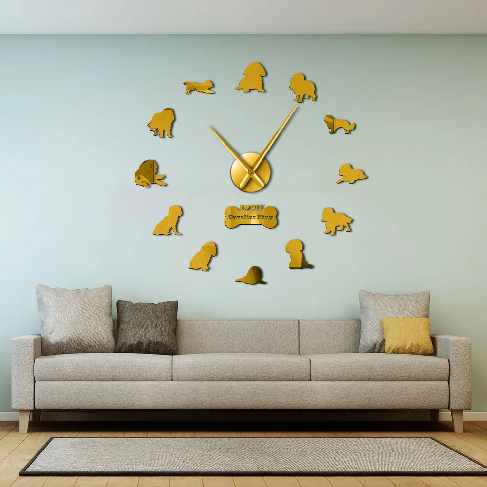 Кавалер Кинг чарльз спаниель Сделай Сам негабаритные бесшумные настенные часы