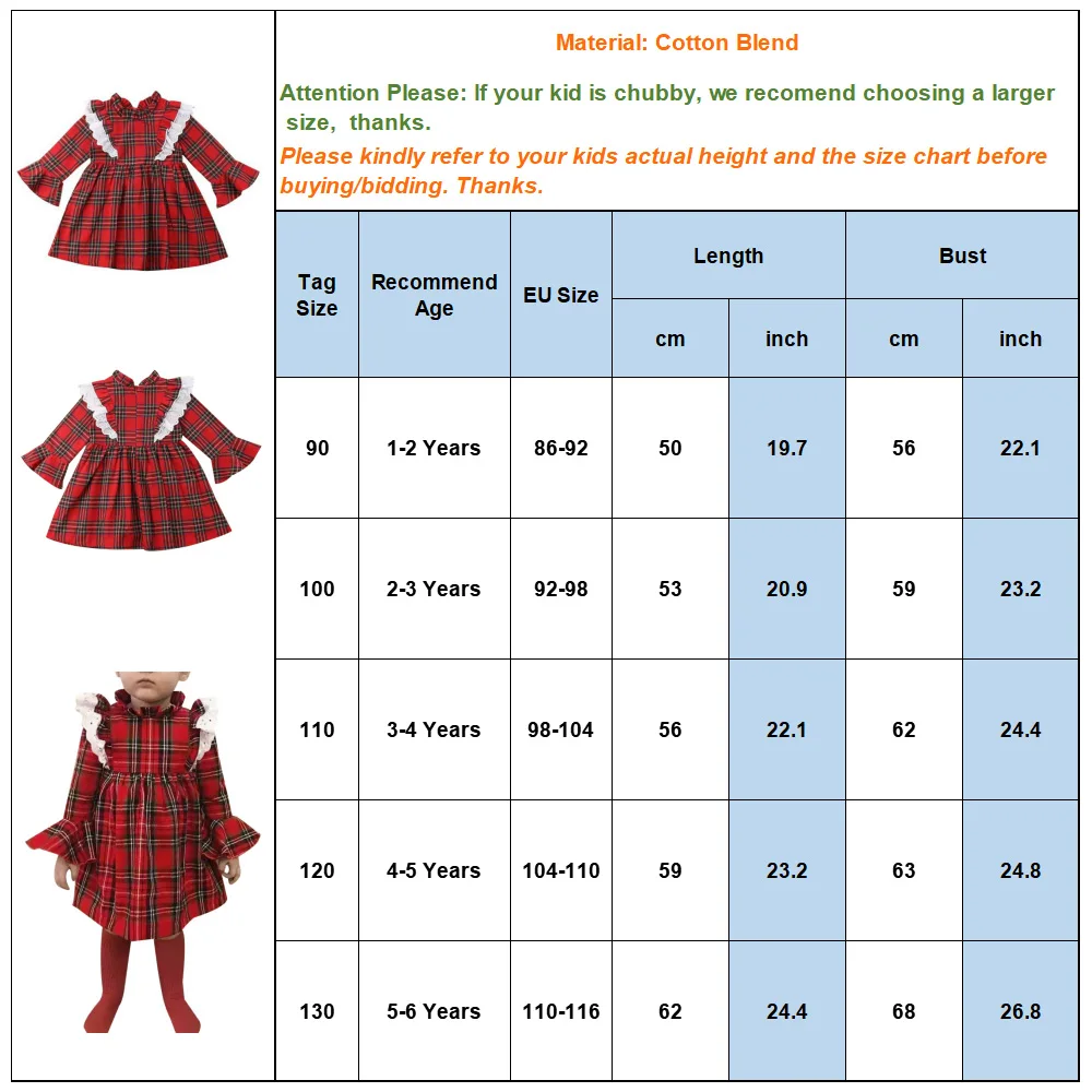Хлопковое платье для девочек красное в клетку зима 2019 праздничное с длинным