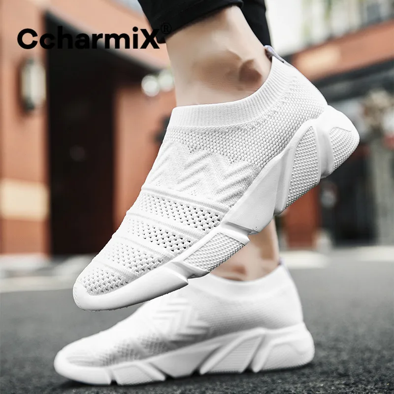 Мужские модные кроссовки Летние дышащие носки без шнуровки Легкие повседневные