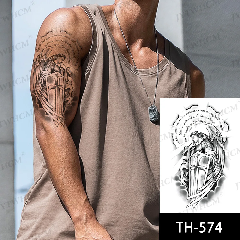 Водостойкая Временная тату наклейка волчьи края ангел лес солнце птица Череп