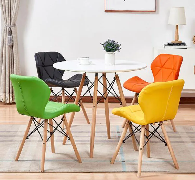 4PCS PU dining chair creative modern minimalist office chair home computer chair study backrest adult Nordic dining chair table dining chair nordic creative water drop chair household balcony minimalist leisure chair fashion soft bag dining chair backrest